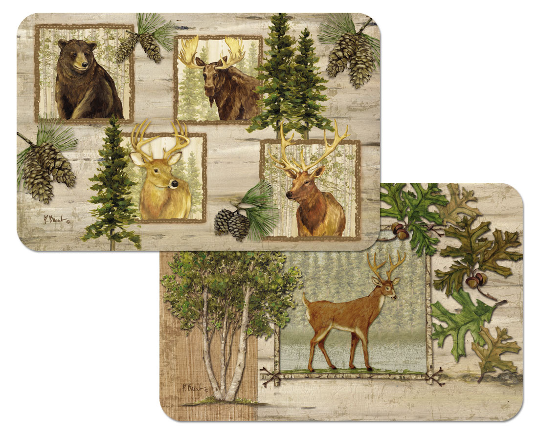 Lodge Cabin Wildlife 4 Plastic Placemat Forest Trails