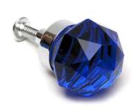 SMALL Set Of 2  Dark Blue Crystal Glass DrawerDoor Pull