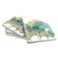 4 CorkBacked Coasters Teal Floral Gingko Leaf