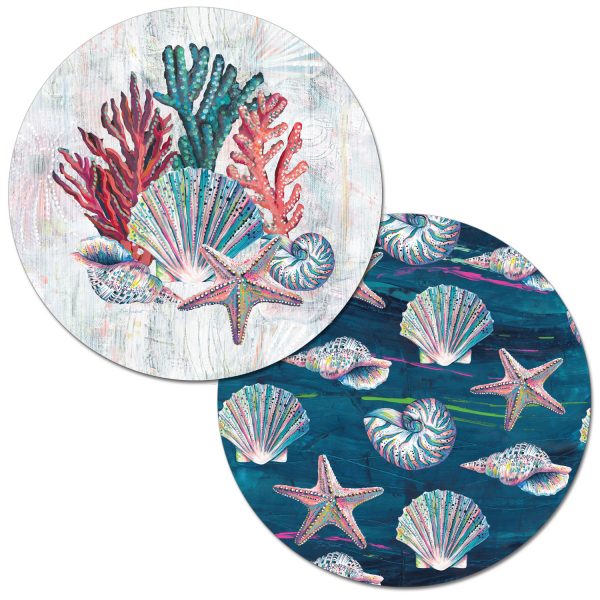 ! 4 Beach Coastal Round Plastic Placemats Jewels Of The Sea