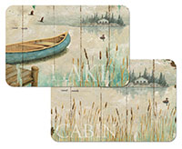 A Beach Nautical Lakeside Lodge 4 Teal Blue Plastic Placemats