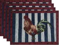 CLEARANCE Fabric 5 Woven Tapestry Placemats-American Rooster