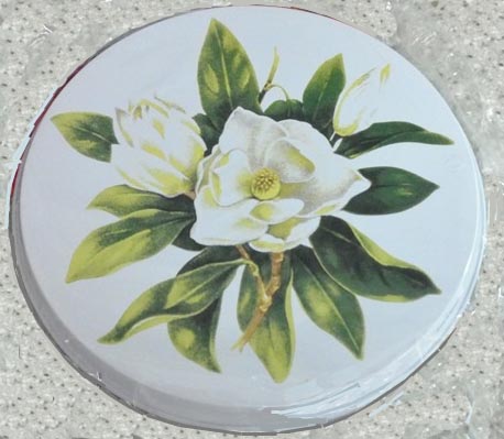 * LAST SET of 4 Magnolia floral Round Metal Stove Burner Covers